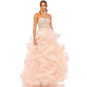 Mac Duggal Ruffle Skirt Strapless Dress